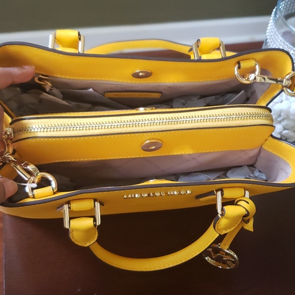 Michael Kors Saffiano Leather Fall Yellow Satchel - Picture 9 of 16